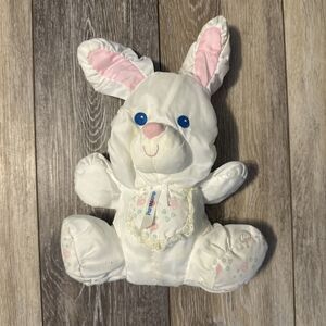 Vintage Fisher Price Puffalump White Bunny Rabbit Plush 1994 Rattle